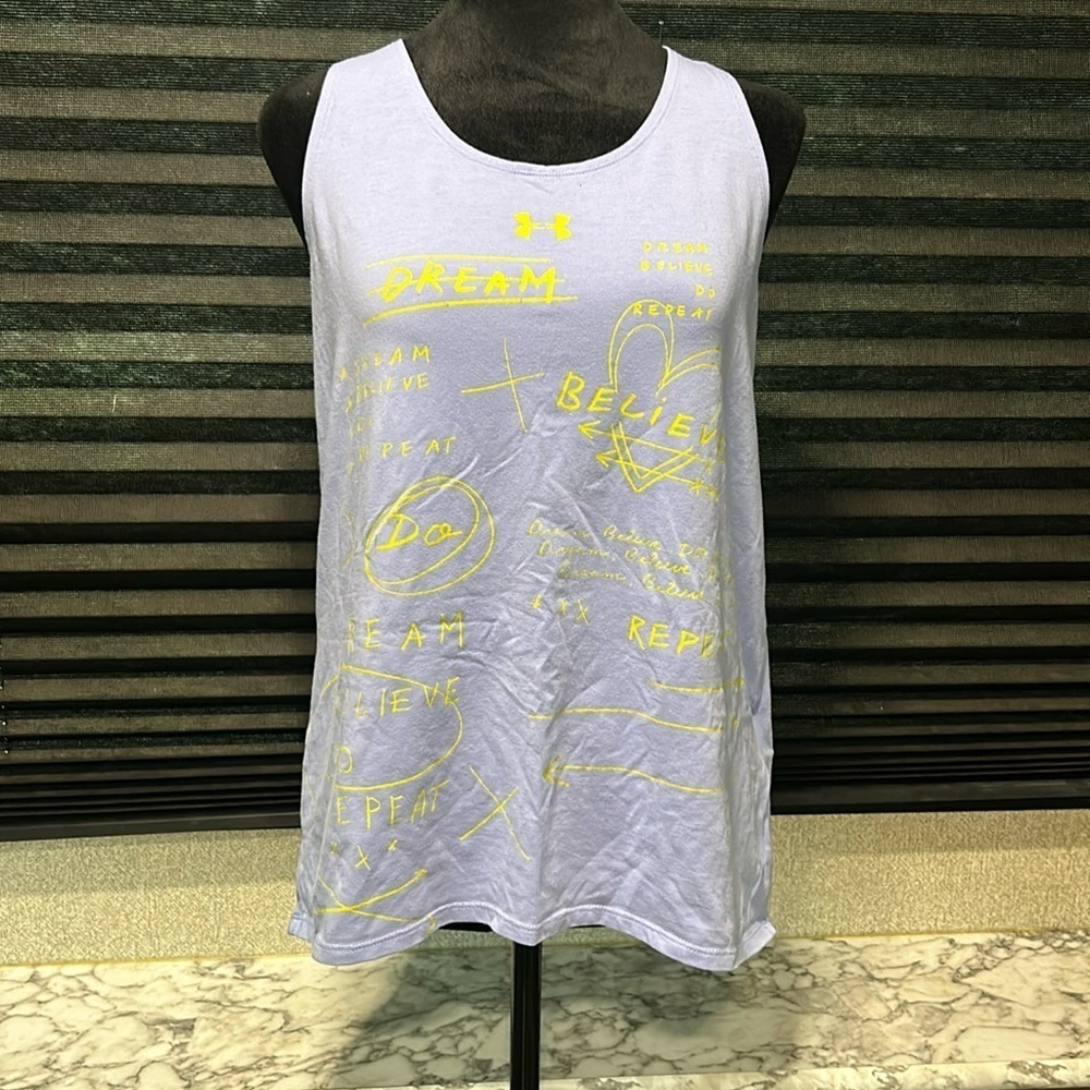 Under Armour Girls Purple‎ Heat Gear “Dream & Believe” Front Print Tank YXL